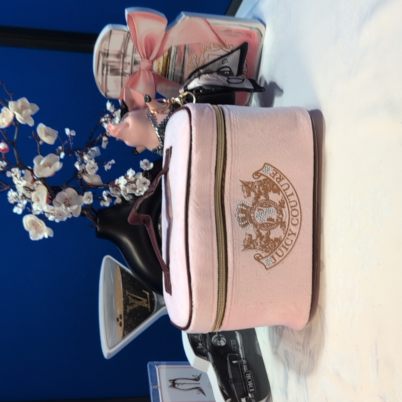 Juicy Couture Large Travel/ Vanity Bag Includes Randed Liquid Bottle